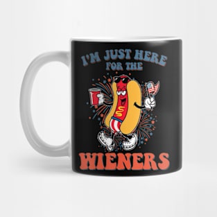 Hot Dog I'm Just Here For The Wieners 4Th Of July Mug